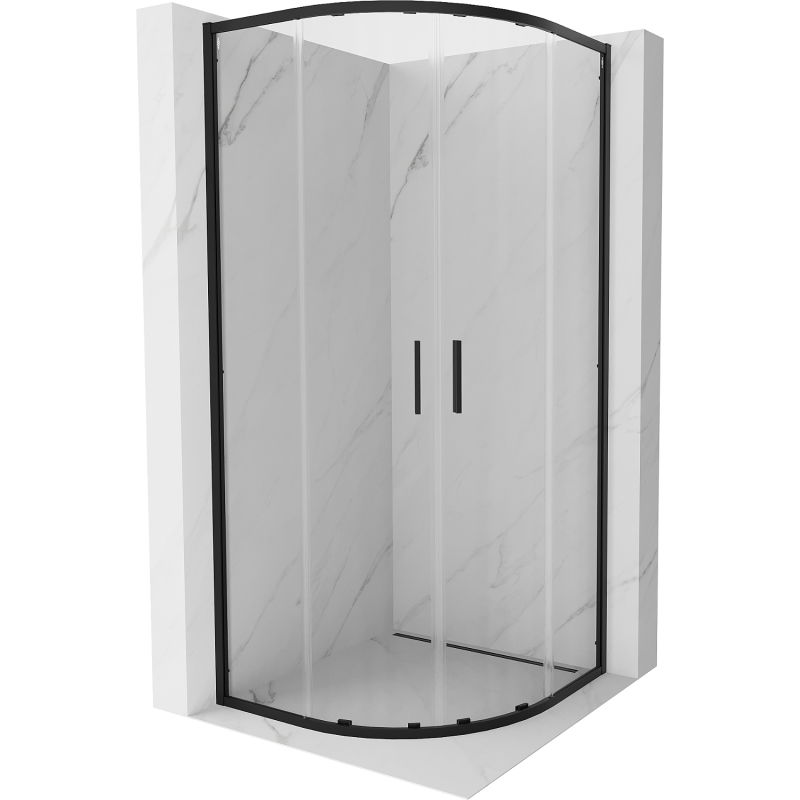 Mexen Exo halbrunde Duschkabine verschiebbar 100 x 100 cm, transparent, schwarz - 8132-100-100-70-00