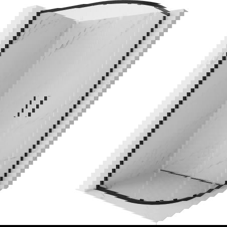 Mexen Exo cabine de duche semicircular assimétrica de correr 90 x 80 cm, transparente, preta - 8132-090-080-70-00