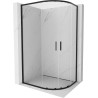 Mexen Exo-S Duo kabina prysznicowa półokrągła asymetryczna rozsuwana 90 x 80 cm, transparent, czarna - 8132-090-080-70-00
