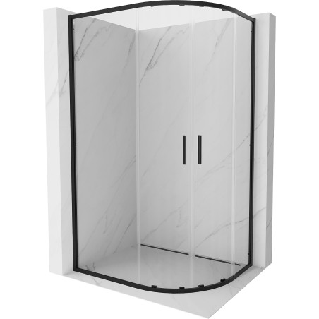 Mexen Exo-S Duo kabina prysznicowa półokrągła asymetryczna rozsuwana 100 x 80 cm, transparent, czarna - 8132-100-080-70-00