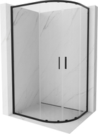 Mexen Exo-S Duo kabina prysznicowa półokrągła asymetryczna rozsuwana 100 x 80 cm, transparent, czarna - 8132-100-080-70-00