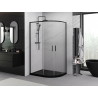 Mexen Exo-S Duo kabina prysznicowa półokrągła asymetryczna rozsuwana 100 x 80 cm, transparent, czarna - 8132-100-080-70-00