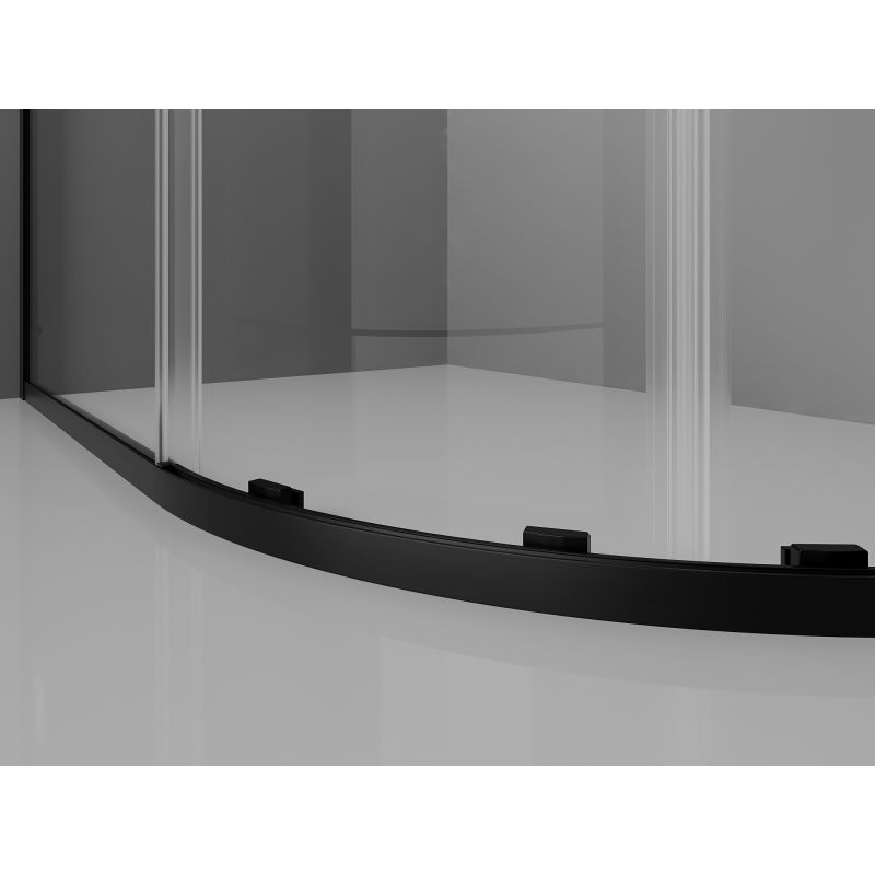 Mexen Exo semi-circular asymmetric sliding shower enclosure 100 x 90 cm, transparent, black - 8132-100-090-70-00