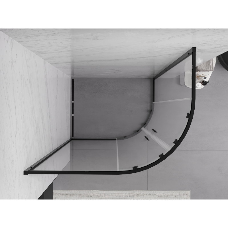 Mexen Exo-S Duo cabina de ducha semicircular asimétrica corredera 120 x 90 cm, transparente, negra - 8132-120-090-70-00
