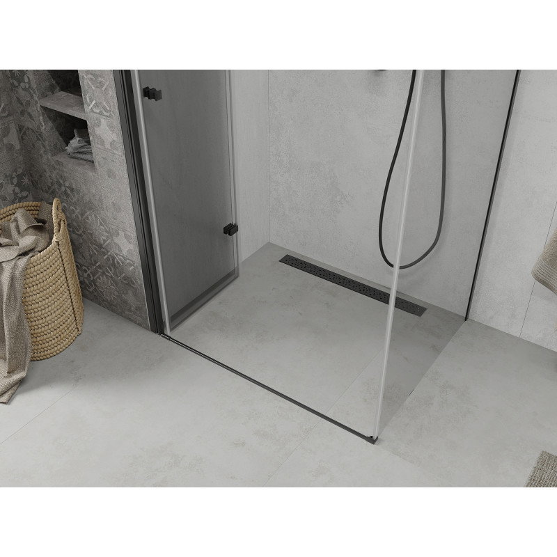 Mexen Lima πτυσσόμενο ντουζιέρα 100 x 110 cm, διαφανές, μαύρο - 856-100-110-70-00