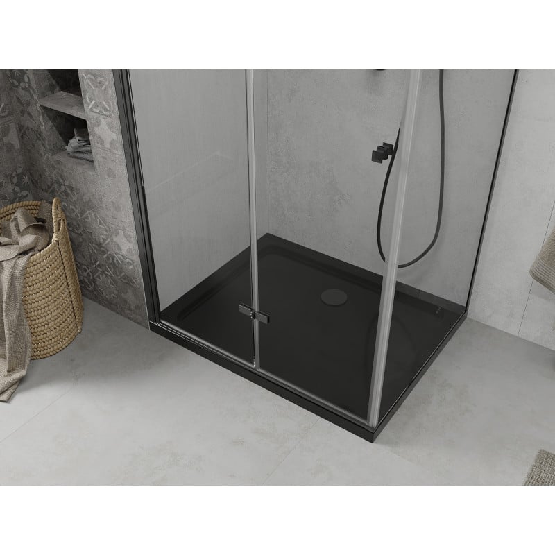 Mexen Lima folding shower cabin 100 x 90 cm, transparent, black + Flat tray, black - 856-100-090-70-00-4070B