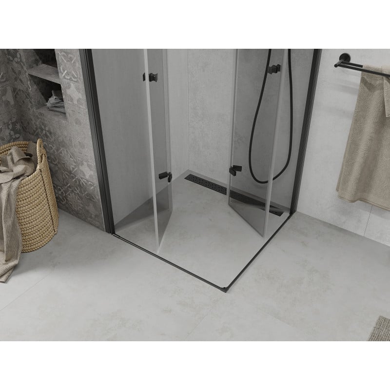Mexen Lima Duo cabina doccia pieghevole 80 x 80 cm, trasparente, nero - 856-080-080-70-00-02