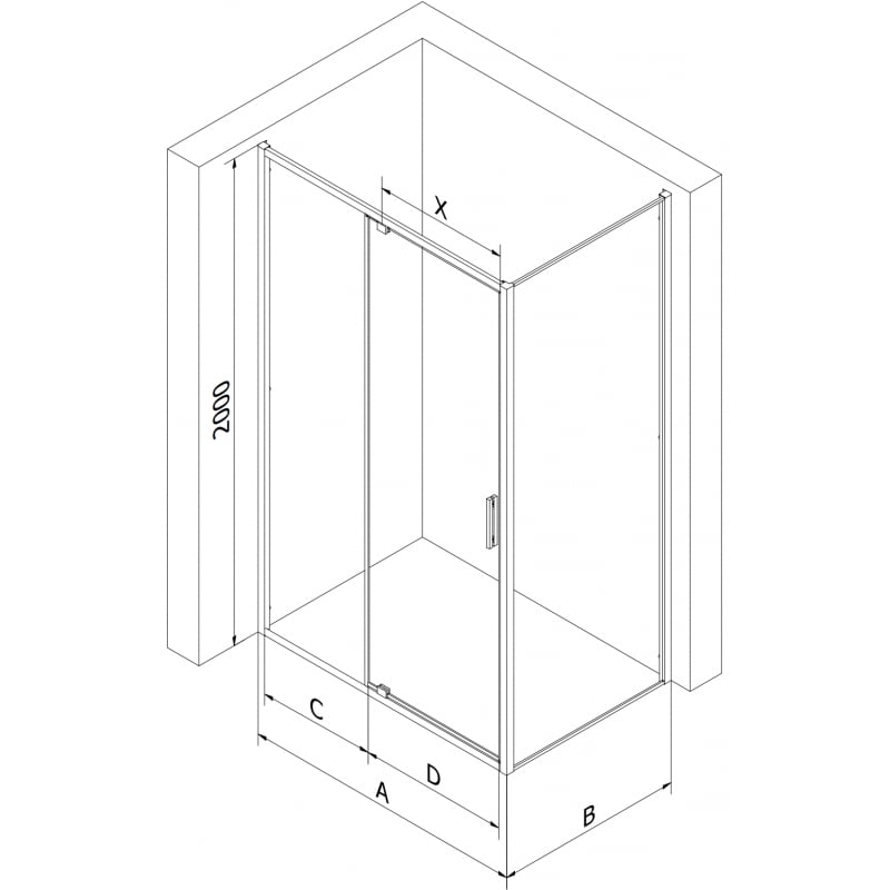 Mexen Exo Hinged Shower Cabin 140 x 85 cm, Transparent, Chrome - 819-140-085-01-00