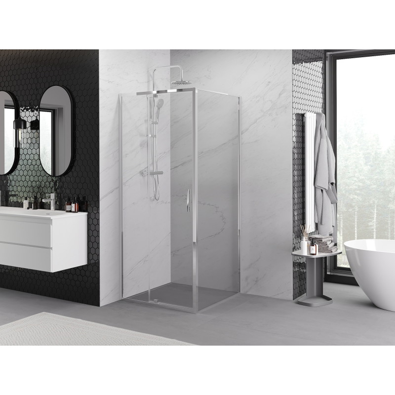 Mexen Exo-R Schwenkbare Duschkabine 100 x 100 cm, transparent, chrom - 819-100-100-01-00