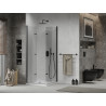 Mexen Lima Duo Duschkabine faltbar 70 x 70 cm, transparent, schwarz + Duschwanne Flat - 856-070-070-70-02-4010B