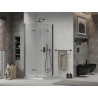 Mexen Lima Duo Duschkabine klappbar 100 x 100 cm, transparent, schwarz + Flat Duschwanne - 856-100-100-70-02-4010B