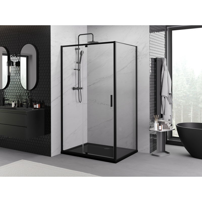 Mexen Exo cabine de douche pivotante 115 x 80 cm, transparent, noir - 819-115-080-70-00
