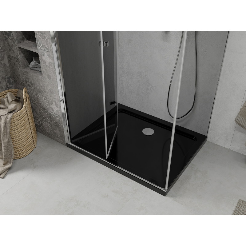 Mexen Lima kokkupandav dušinurk 80 x 120 cm, grafiit, kroom + alus Flat, must - 856-080-120-01-40-4070
