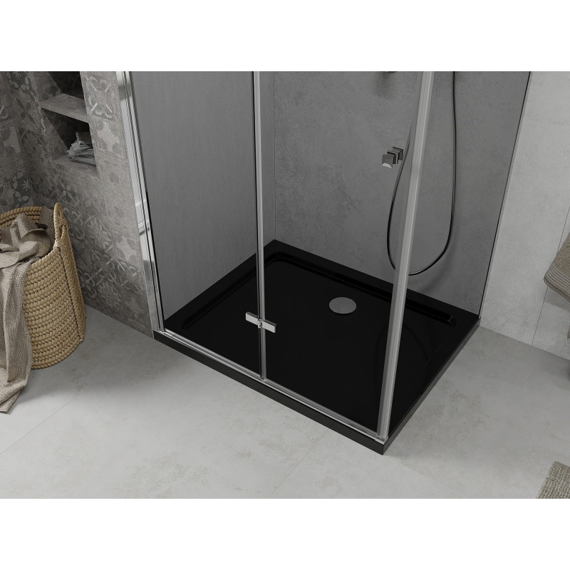 Mexen Lima kokkupandav dušinurk 80 x 120 cm, grafiit, kroom + alus Flat, must - 856-080-120-01-40-4070
