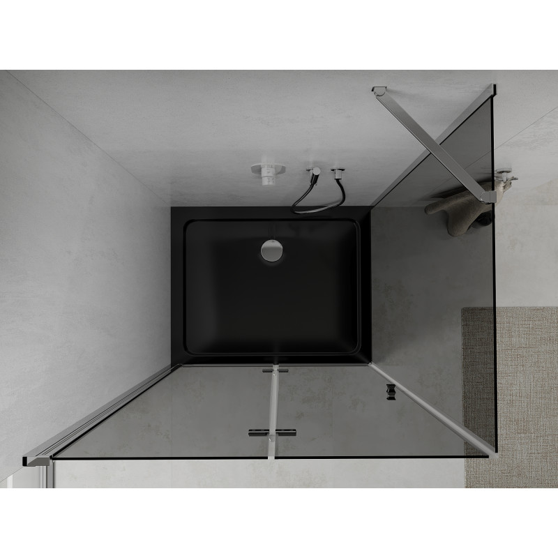 Mexen Lima cabine de douche pliante 80 x 120 cm, graphite, chrome + receveur Flat, noir - 856-080-120-01-40-4070