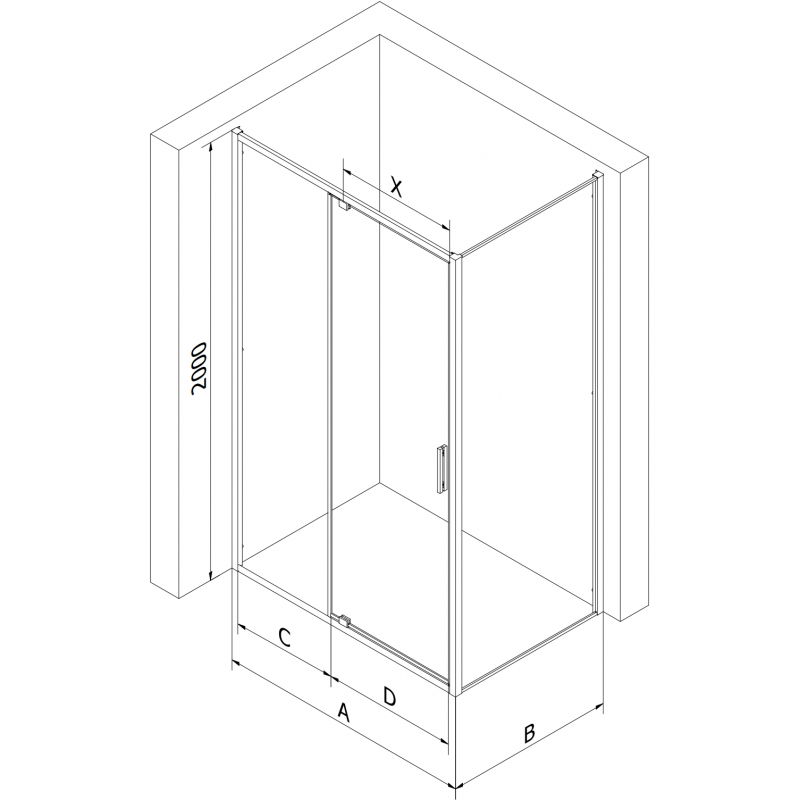 Mexen Exo cabina de ducha abatible 125 x 90 cm, transparente, negra - 819-125-090-70-00