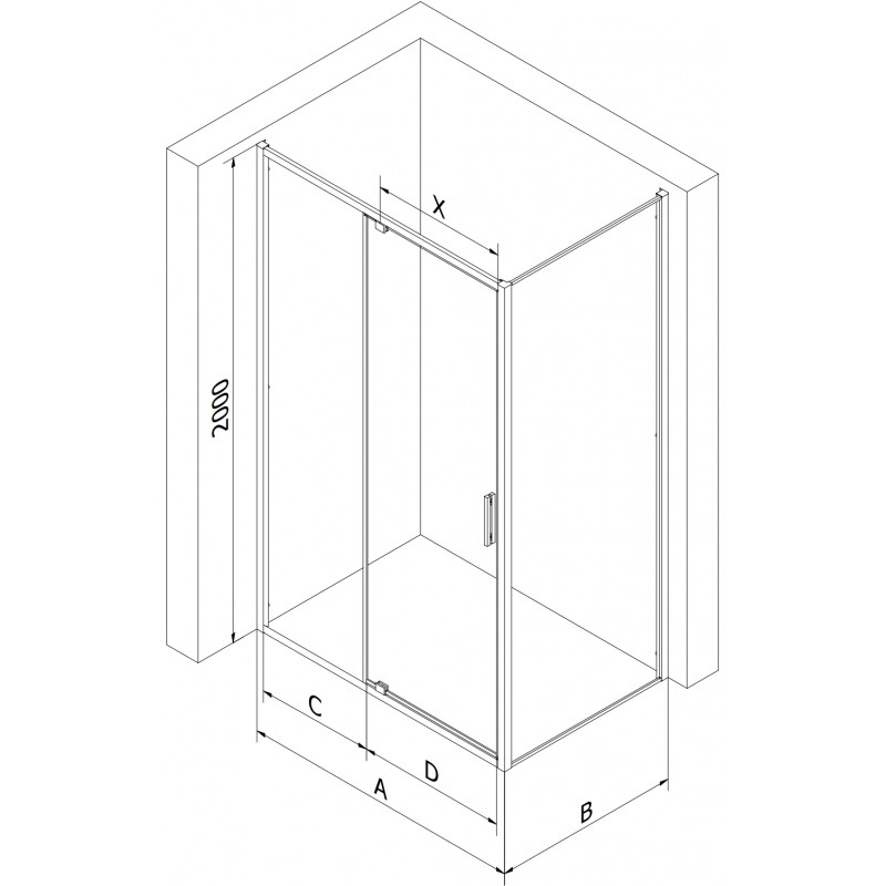Mexen Exo nihajna tuš kabina 145 x 95 cm, prozorna, črna - 819-145-095-70-00