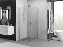 Mexen Exo quadratische Duschkabine schwenkbar 90 x 90 cm, transparent, Chrom - 8110-090-090-01-00