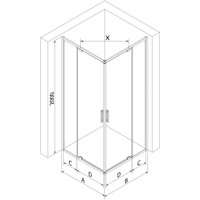 Mexen Exo-R Duo kabina prysznicowa kwadratowa uchylna 100 x 100 cm, transparent, chrom - 8110-100-100-01-00