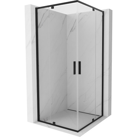 Mexen Exo-R Duo cabina de ducha cuadrada abatible 70 x 70 cm, transparente, negra - 8110-070-070-70-00