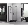 Mexen Exo vierkante douchecabine met openslaande deur 80 x 80 cm, transparant, zwart - 8110-080-080-70-00