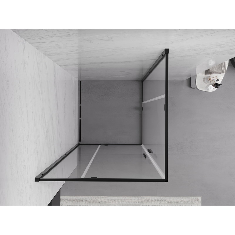 Mexen Exo-R Duo kabina prysznicowa kwadratowa uchylna 90 x 90 cm, transparent, czarna - 8110-090-090-70-00