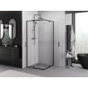 Mexen Exo-R Duo kvadrātveida dušas kabīne ar bīdāmām 100 x 100 cm, caurspīdīga, melna - 8110-100-100-70-00
