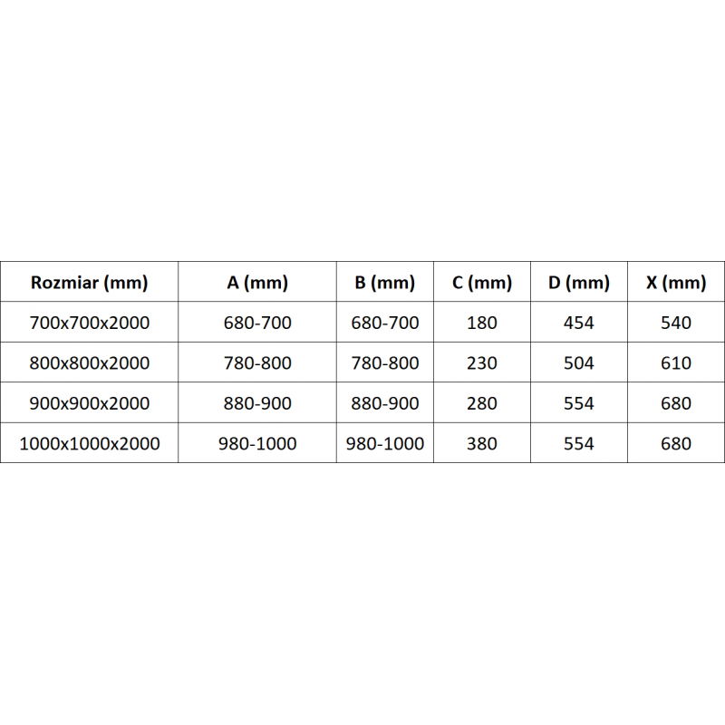 Mexen Exo kvadrātveida dušas kabīne ar vērtām durvīm 100 x 100 cm, caurspīdīga, melna - 8110-100-100-70-00