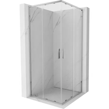 Mexen Exo Square Sliding Shower Cabin 80 x 80 cm, Transparent, Chrome - 8111-080-080-01-00