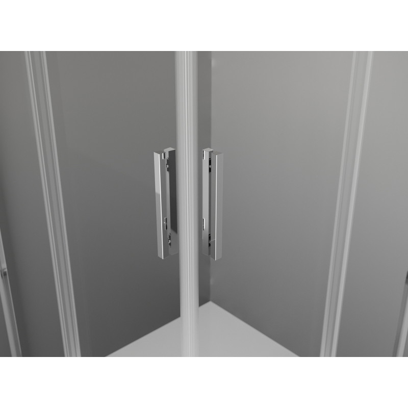Mexen Exo-S Duo neliön muotoinen liukuovi suihkukaappi 100 x 100 cm, kirkas, kromi - 8111-100-100-01-00