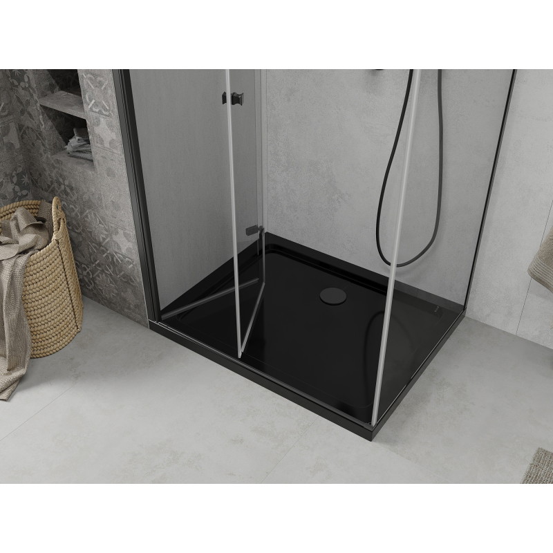 Mexen Lima folding shower cabin 80 x 120 cm, transparent, black + Flat shower tray, black - 856-080-120-70-00-4070B