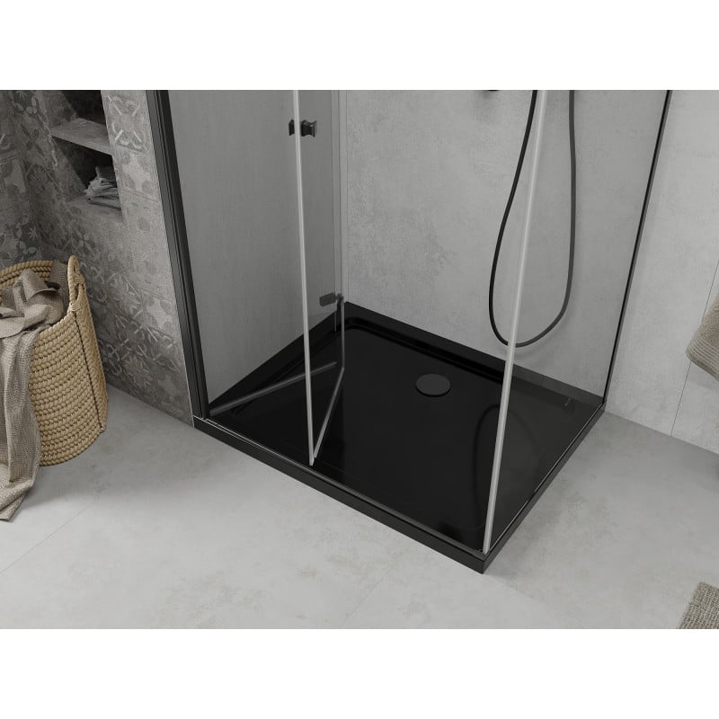 Mexen Lima folding shower cabin 80 x 120 cm, transparent, black + Flat tray, black - 856-080-120-70-00-4070B