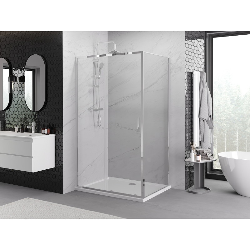 Mexen Exo-S skjutbar duschkabin 140 x 85 cm, transparent, krom - 8151-140-085-01-00