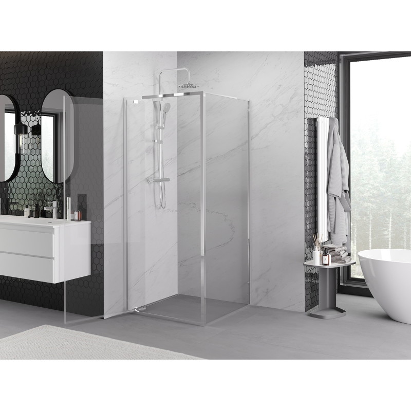 Mexen Exo-BR cabina de ducha abatible 70 x 70 cm, transparente, cromo - 8181-070-070-01-00