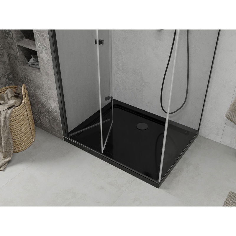 Mexen Lima cabina doccia pieghevole 90 x 120 cm, trasparente, nera + piatto doccia Flat, nero - 856-090-120-70-00-4070B