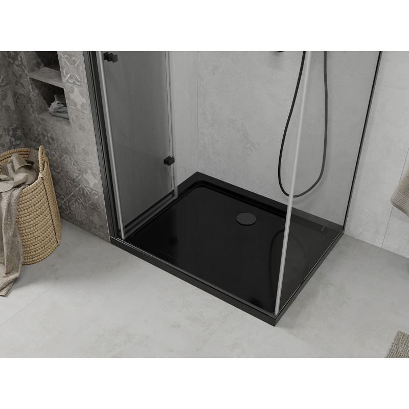 Mexen Lima opvouwbare douchecabine 90 x 120 cm, transparant, zwart + Flat douchebak, zwart - 856-090-120-70-00-4070B