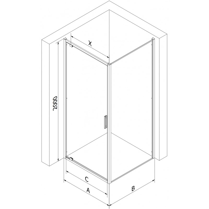 Mexen Exo kabina prysznicowa uchylna 85 x 90 cm, transparent, chrom - 8181-085-090-01-00