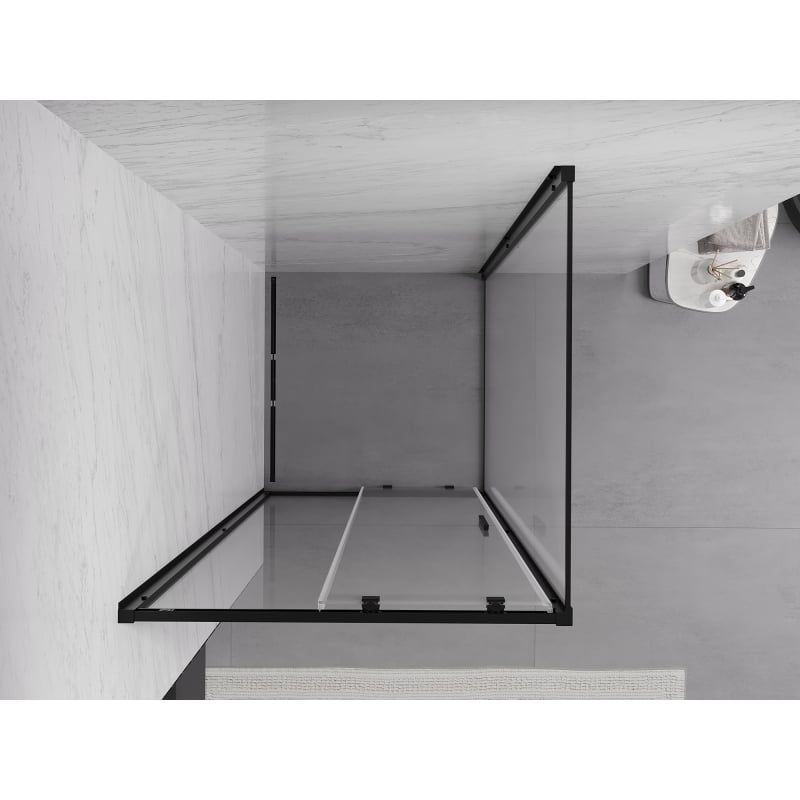 Mexen Exo kabina prysznicowa rozsuwana 100 x 100 cm, transparent, czarna - 8151-100-100-70-00