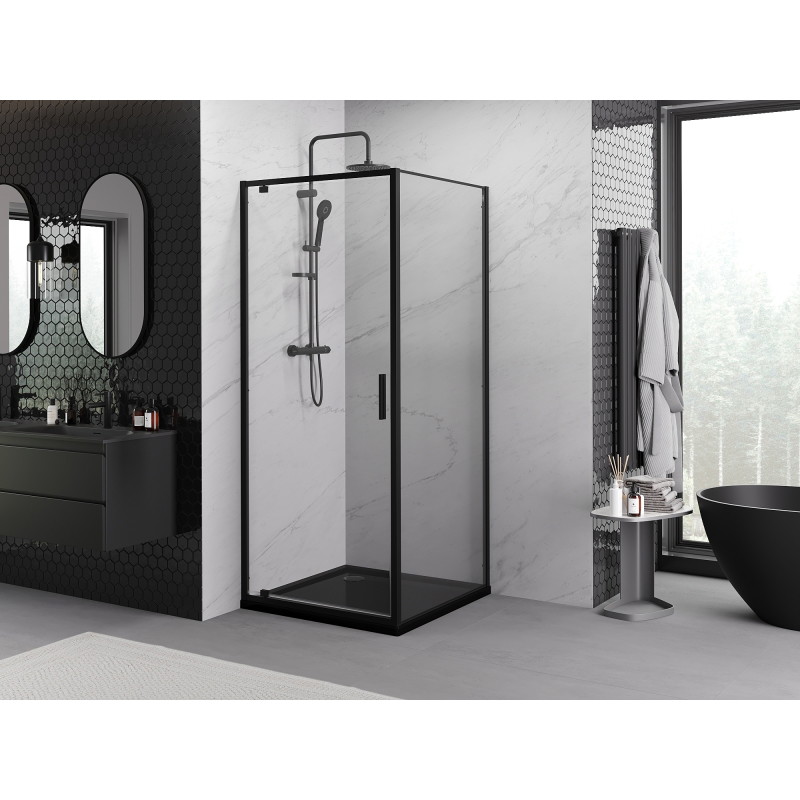 Mexen Exo-BR ντουζιέρα ανοιγόμενη 75 x 75 cm, διάφανη, μαύρη - 8181-075-075-70-00