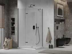 Mexen Lima folding shower enclosure 70 x 120 cm, transparent, black + Flat tray, white - 856-070-120-70-00-4010B