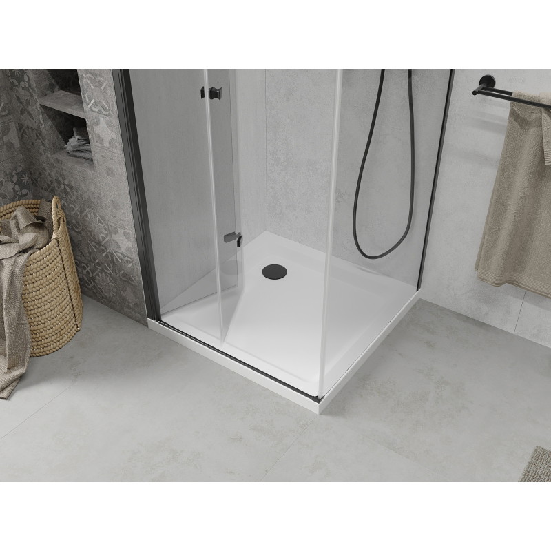 Mexen Lima folding shower cabin 80 x 80 cm, transparent, black + Flat tray, white - 856-080-080-70-00-4010B