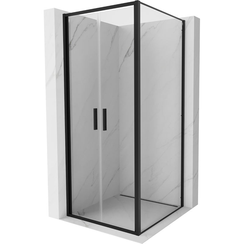 Mexen Exo draaiende douchecabine 100 x 100 cm, transparant, zwart - 814-100-100-70-00