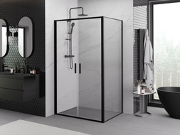 Mexen Exo-B Duo cabine de duche basculante 90 x 75 cm, transparente, preta - 814-090-075-70-00