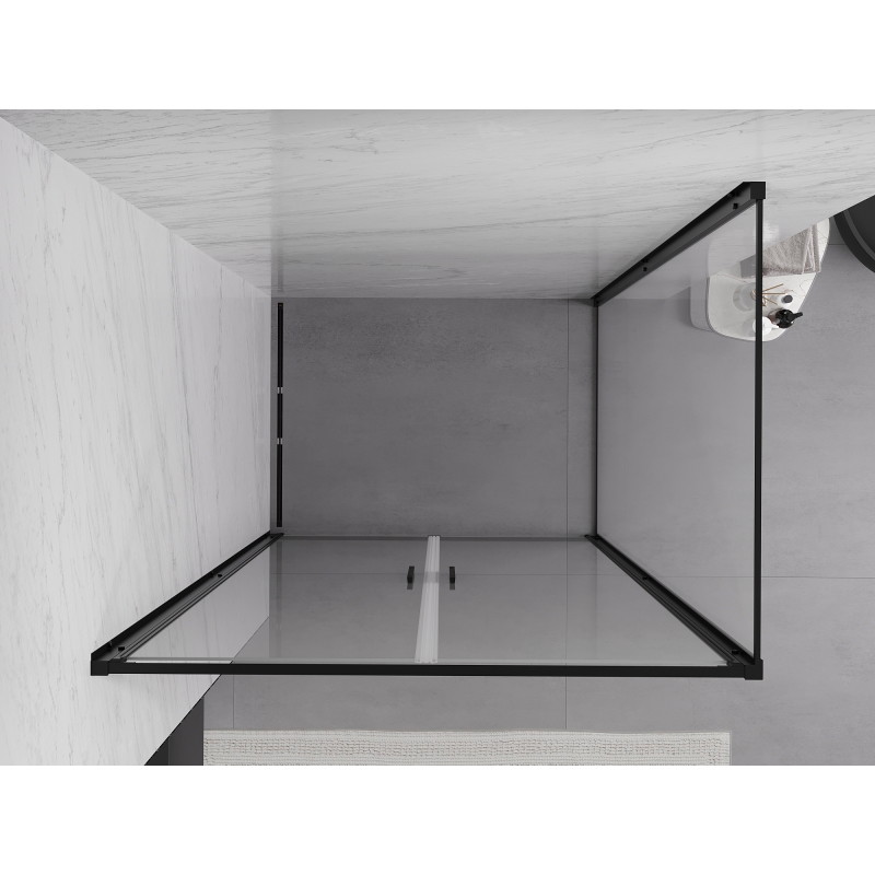 Mexen Exo nihajna pršni kabina 90 x 75 cm, prozorna, črna - 814-090-075-70-00