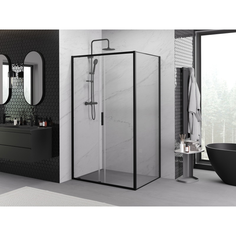 Mexen Exo-S cabina de ducha deslizante 115 x 80 cm, transparente, negra - 8151-115-080-70-00