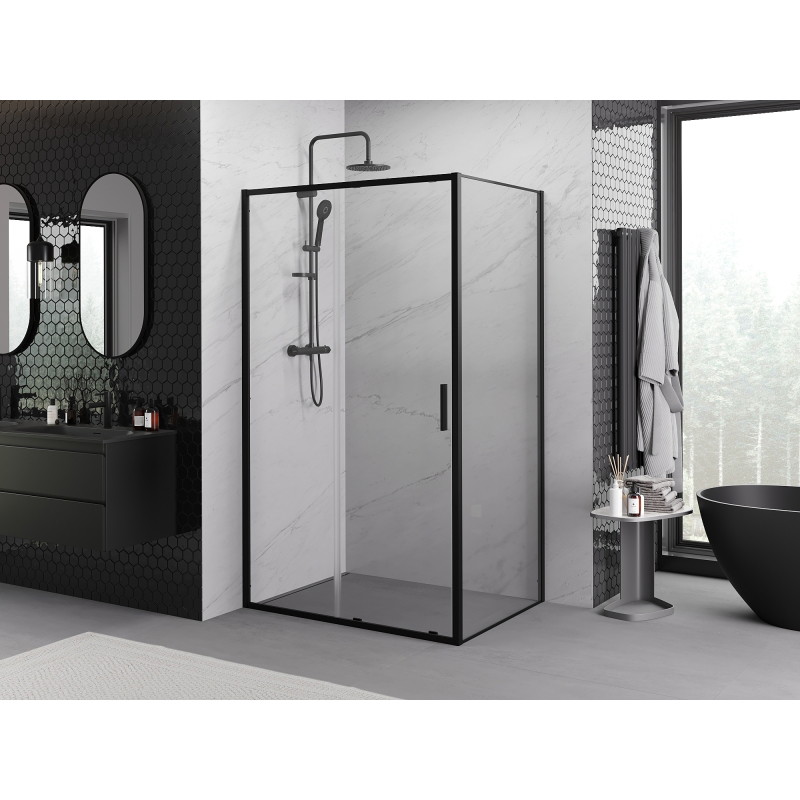 Mexen Exo-S schuif douchecabine 150 x 80 cm, transparant, zwart - 8151-150-080-70-00