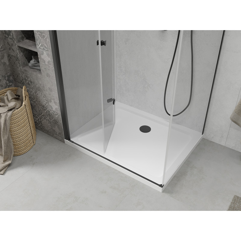 Mexen Lima cabine de douche pliante 90 x 70 cm, transparent, noir + receveur plat, blanc - 856-090-070-70-00-4010B