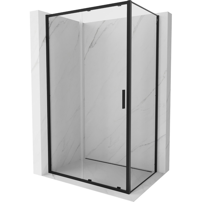 Mexen Exo-S liukuovinen suihkukaappi 110 x 85 cm, läpinäkyvä, musta - 8151-110-085-70-00