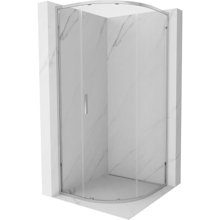 Mexen Exo cabine de douche demi-ronde coulissante 80 x 80 cm, transparent, chromé - 8131-080-080-01-00