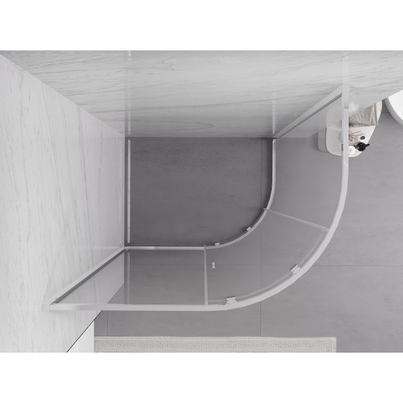 Mexen Exo Asymmetrisk Rund Duschkabin Skjutbar 90 x 80 cm, Transparent, Krom - 8131-090-080-01-00